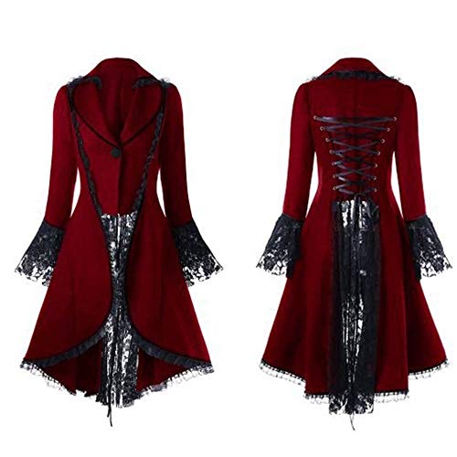 Steampunk Kostüm Damen,Steampunk Jacke Damen,Gothic Frack Jacke Mittelalter Mantel Vintage Smoking Mäntel Hi-Low Viktorianischer Trenchcoat Fasching Karneval Halloween Kleidung Cosplay Uniform von LOSSLO