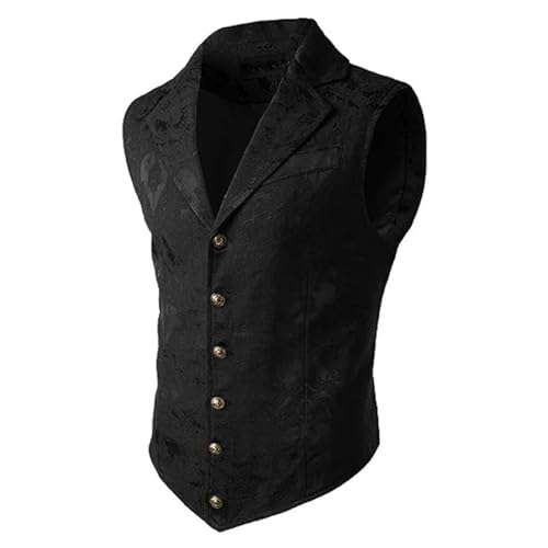Weste Herren Anzug Steampunk Anzugweste Herren Ärmellose Gothic Trachtenweste Retro Mittelalter Anzug Weste Zweireihig Gilet Cosplay Halloween Karneval Kostüm Party Trachtenwesten für Männer von LOSSLO
