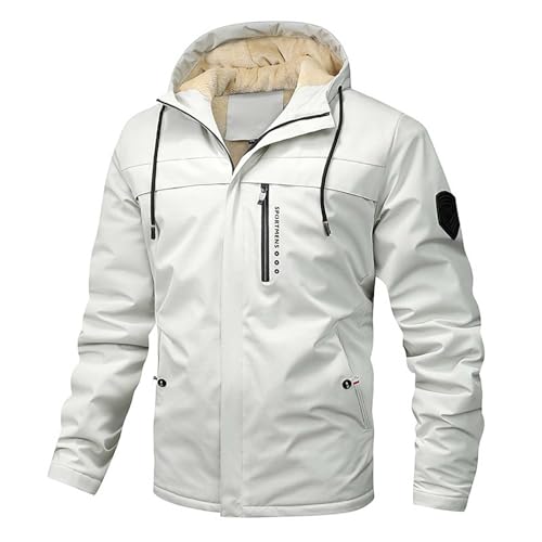 LOSSLO Winterjacke Herren mit Kapuze,Arbeitsjacke Herren Winter,Cargo Jacke Herren Winter Übergangsjacke Zip Hoodie Mantel Leichte Freizeitjacke mit Vielen Taschen Workwear Outdoor Jacken für Männer von LOSSLO