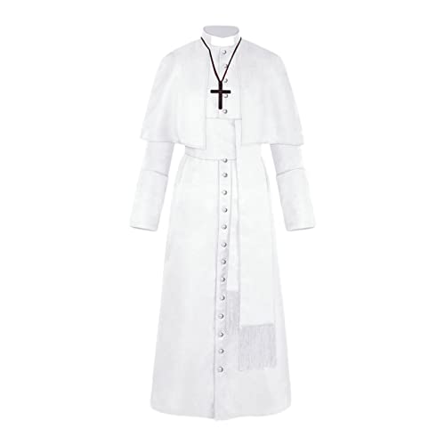 Priester Kostüm Herren ,Mönch Robe Priester,Klerus Robe Herren Vintage Mantel Lang Jacke Mittelalter Kleidung Trenchcoat Mäntel Männer Renaissance Cosplay Uniform Fasching Karneval Halloween Kostüm von LOSSLO