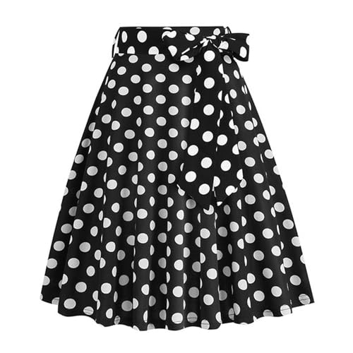 Rock Damen Knielang, Tellerrock Damen mit Punkten,Sommerrock Damen Leicht Röcke Elegant Plisseerock Swing Rock A Linie Hohe Taille Skirt Faltenrock Damenrock Rockabilly Sommerröcke von LOSSLO