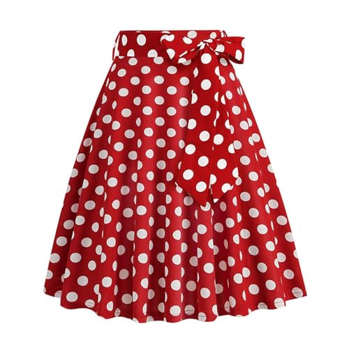 Rock Damen Knielang, Tellerrock Damen mit Punkten,Sommerrock Damen Leicht Röcke Elegant Plisseerock Swing Rock A Linie Hohe Taille Skirt Faltenrock Damenrock Rockabilly Sommerröcke von LOSSLO