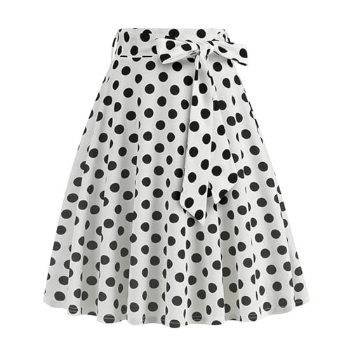 Rock Damen Knielang, Tellerrock Damen mit Punkten,Sommerrock Damen Leicht Röcke Elegant Plisseerock Swing Rock A Linie Hohe Taille Skirt Faltenrock Damenrock Rockabilly Sommerröcke von LOSSLO