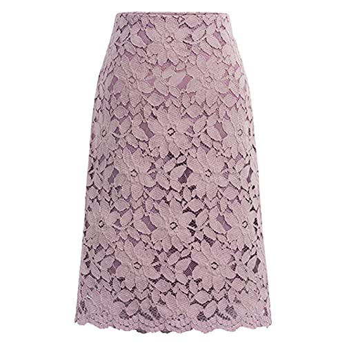 Rock Damen Knielang, Wickelrock Damen Sommer,Midirock Damen Elegant Röcke Bleistiftrock Spitze Rock A Linie Sommerrock High Waist Damenrock Luftiger Sommerröcke Spitzerock Lace Skirt von LOSSLO