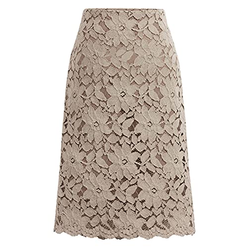 Rock Damen Knielang, Wickelrock Damen Sommer,Midirock Damen Elegant Röcke Bleistiftrock Spitze Rock A Linie Sommerrock High Waist Damenrock Luftiger Sommerröcke Spitzerock Lace Skirt von LOSSLO
