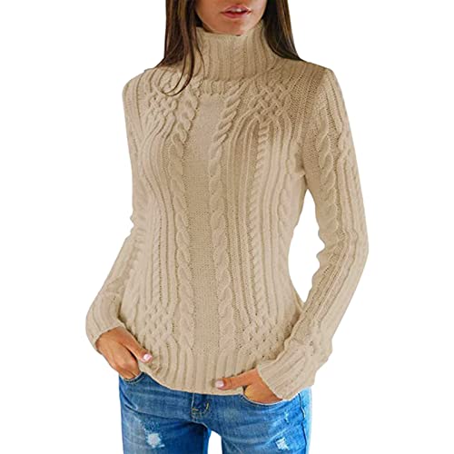 Rollkragenpullover Damen Oversize ,Pullover Damen Winter,Strickpullover Damen Rollkragen Strickpulli Langarm Grobstrickpullover Elegant Pulli Oberteile Winterpulli mit Strickmuster Casual Jumper von LOSSLO