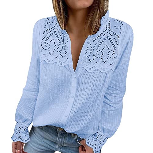 Spitzenbluse Damen Weiß -Spitzen Oberteile Damen,Bluse Damen Kurzarm Einfarbig Hemdbluse mit Rollkragen T Shirt Halbarm Blumen Teil-Transparent Spitzentop Tunika Hemd Blusen & Tuniken für Frauen von LOSSLO