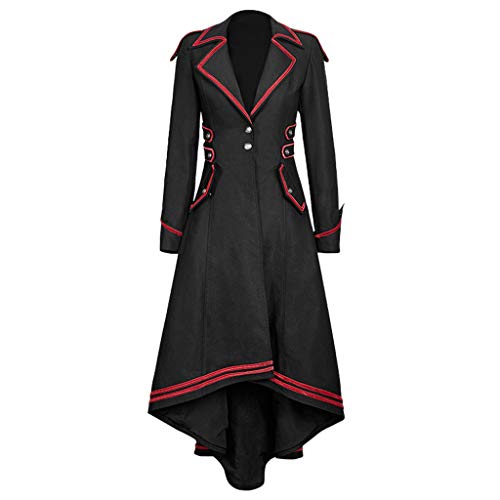 Steampunk Jacke Damen ,Gothic Mantel Damen,Mittelalter Kleidung Retro Vintage Frack Jacke Lang Punk Mäntel Hi-Low Viktorianischer Trenchcoat Spitze Fasching Karneval Halloween Kostüm Cosplay Uniform von LOSSLO