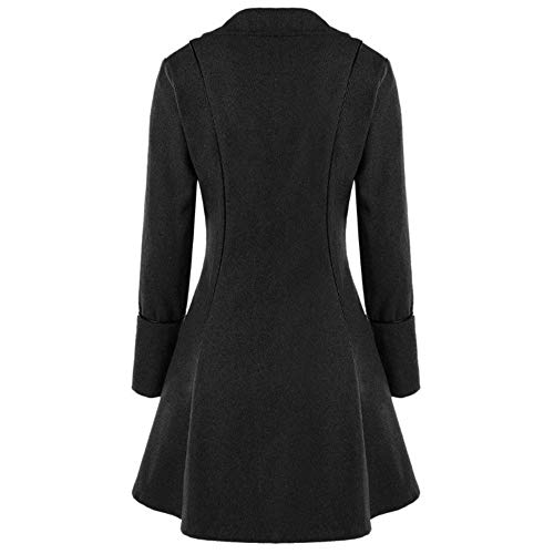 Steampunk Jacke Damen,Gothic Mantel Damen,Mittelalter Kleidung Retro Vintage Gehrock Frack Jacke Spitzen Punk Mäntel Viktorianischer Trenchcoat Cosplay Uniform Karneval Halloween Kostüm Schwarz von LOSSLO