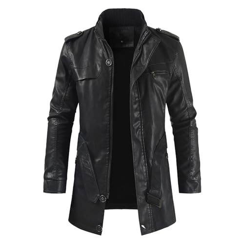 Steampunk Jacke Herren ,Punk Lederjacke Herren,Gothic Ledermantel Herren Vintage Biker Jacke Lange Jacket Übergangsjacke Motorrad Männer Mantel Trenchcoats Cosplay Fasching Karneval Halloween Kostüm von LOSSLO