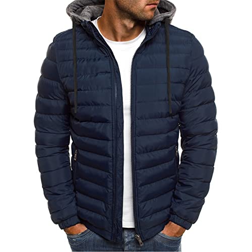 Steppjacke Herren Winter ,Daunenjacke Herren Leicht,Übergangsjacke Herren mit Kapuze Winterjacke Bequem Softshelljacke Hoodie Puffer Jacke Wintermantel Warm Steppmantel Outdoor Jacken für Männer von LOSSLO