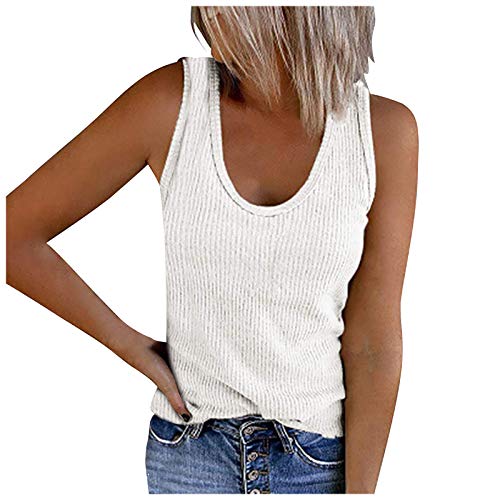 Stricktop Damen Sommer,Blusentops Damen Ärmelloses,Tank Top Damen Sport Oberteile Elegant Bluse T Shirt V Ausschnitte Tunika Sommertops Luftig Weste Strick Tops Teenager Mädchen Tanktops Frauen von LOSSLO