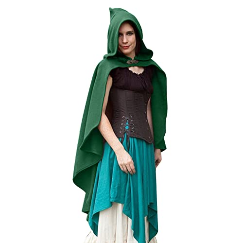 Umhang Mittelalter Damen ,Umhang mit Kapuze,Kapuzenumhang Gothic Vampir Cape Mantel Vintage Robe Einfarbig Hexe Umhang Cloak Party Cosplay Uniform für Erwachsene Fasching Halloween Karneval Kostüm von LOSSLO