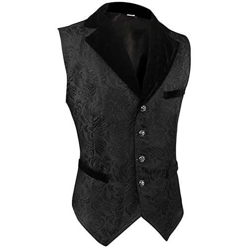 Weste Herren Gothic, Steampunk Herren Anzugweste Zweireihig Viktorianischer Anzug Westes Mittelalter Renaissance Kleidung Halloween Kostüm für Kostüme Party von LOSSLO