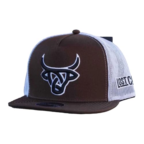 LOST CALF Schwarzes Logo, braun-weißes Netzgewebe – Mütze, Weiss/opulenter Garten, Einheitsgröße-XL von LOST CALF