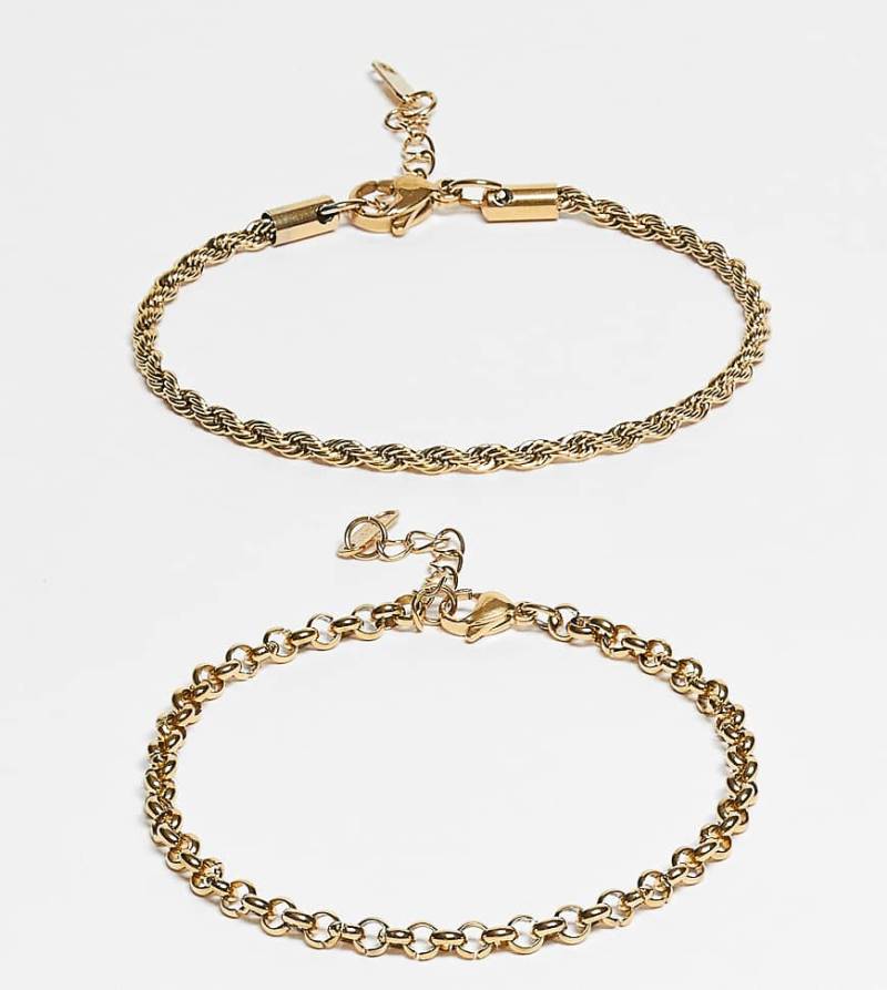 Lost Souls - 2er-Pack Armbänder mit Kordel- und rundem Kettendesign mit 18 Karat Vergoldung-Goldfarben von LOST SOULS