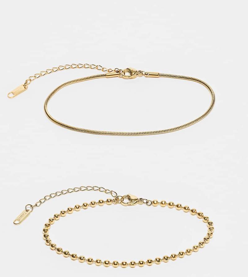 Lost Souls - 2er-Pack Armbänder mit Kugel- und Schlangenkettendesign mit 18 Karat Vergoldung-Goldfarben von LOST SOULS
