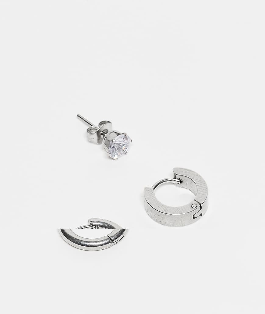 Lost Souls - 3er-Pack einzelne Basic-Ohrringe aus Edelstahl-Silber von LOST SOULS