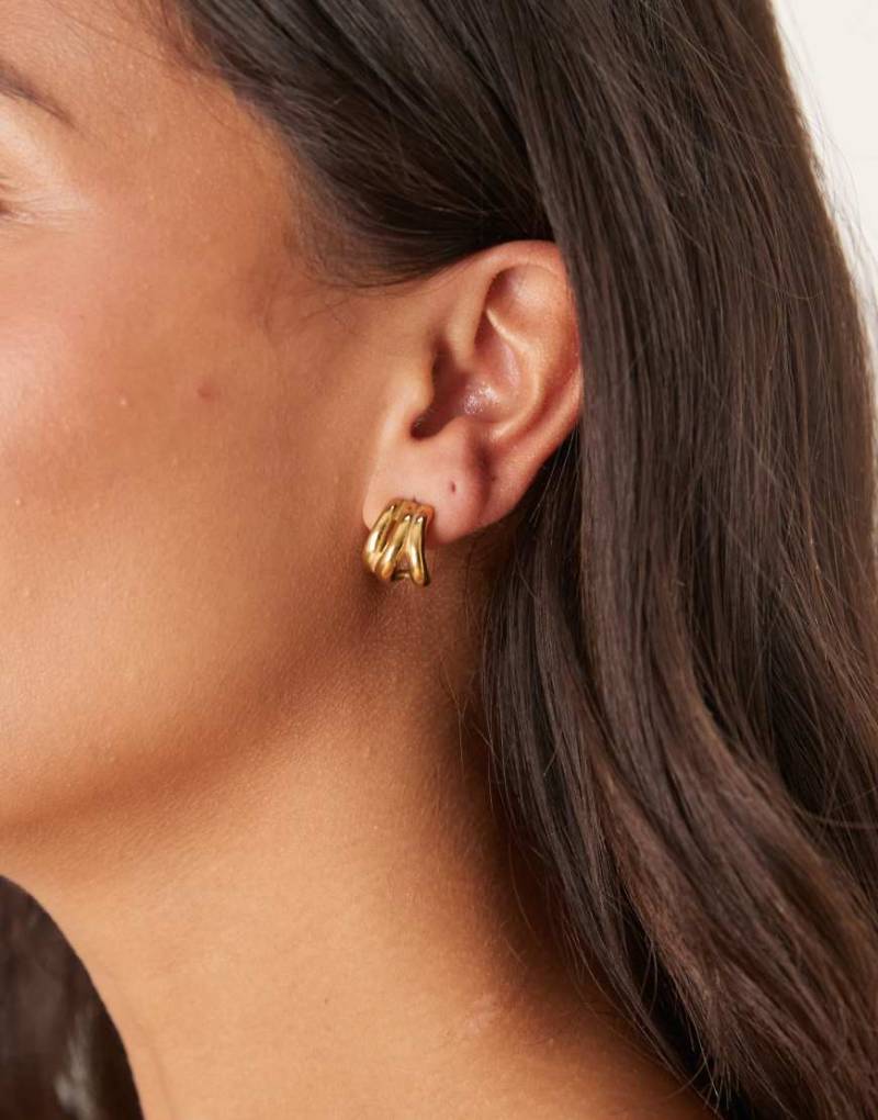 Lost Souls - Creolen aus Edelstahl mit 18-Karat-Vergoldung und dreiteiligem Design-Goldfarben von LOST SOULS