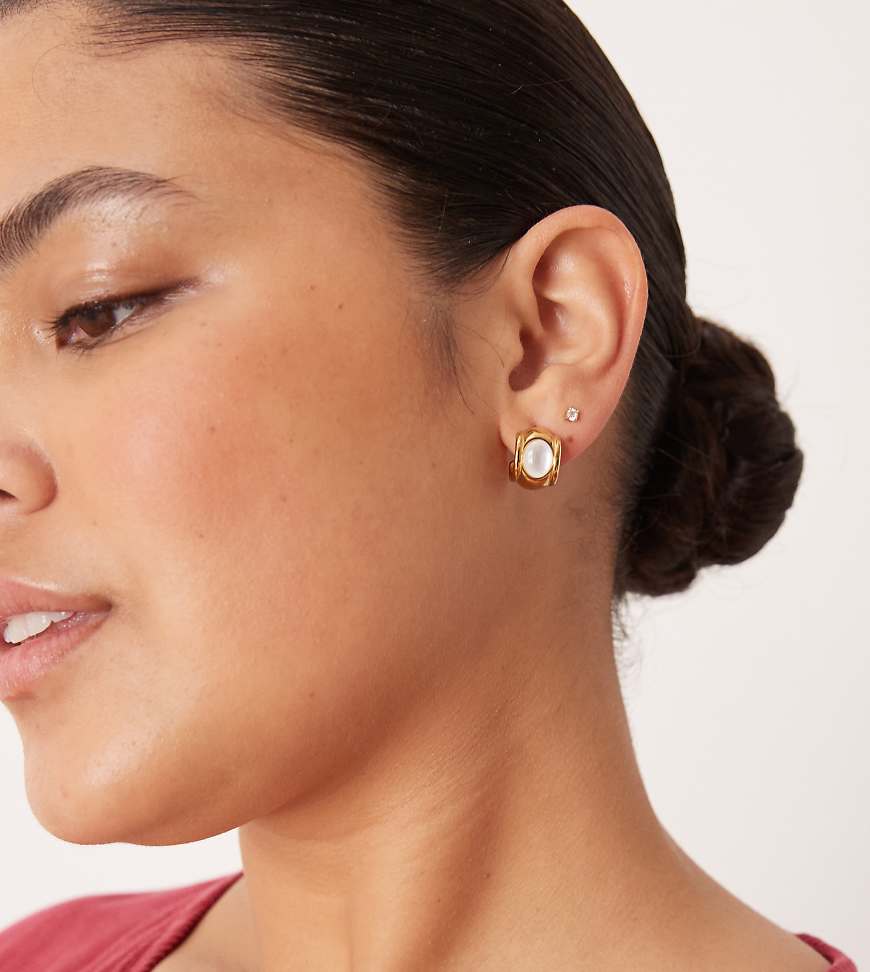 Lost Souls - Creolen mit weißem Stein und 18-karätiger Vergoldung-Goldfarben von LOST SOULS