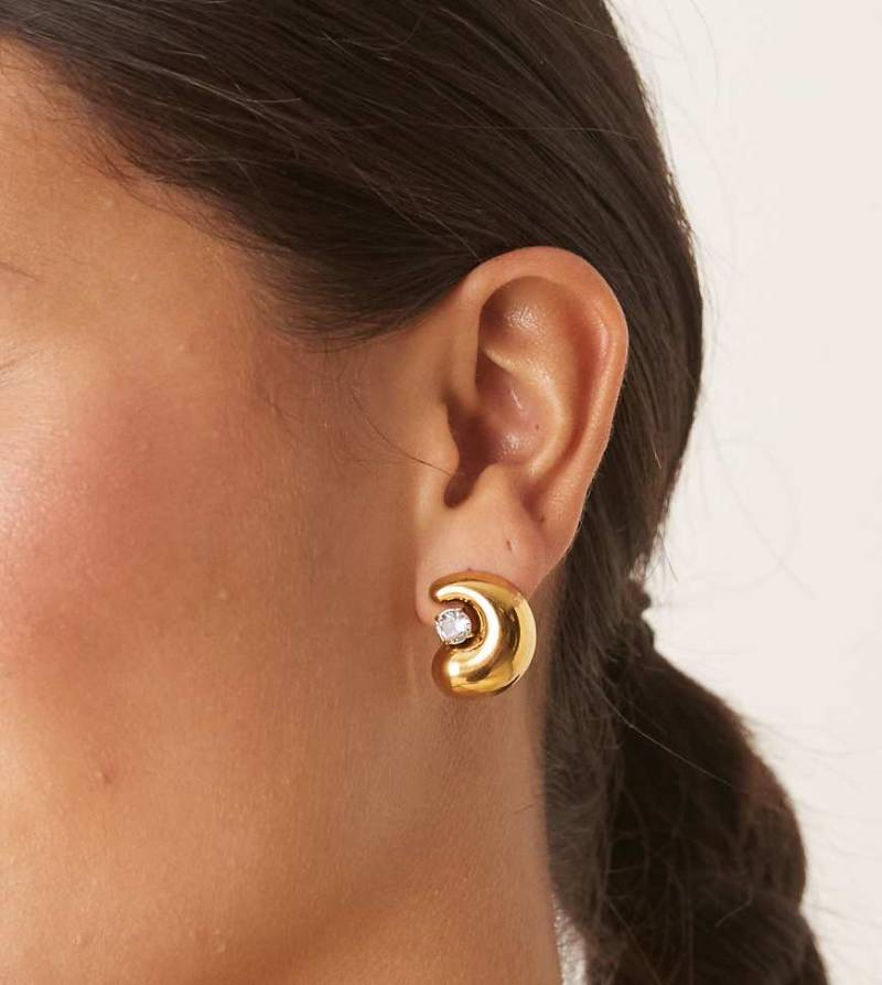 Lost Souls - Geschmolzene Ohrstecker aus 18-karätig vergoldetem Edelstahl mit Schmucksteinbesatz-Goldfarben von LOST SOULS