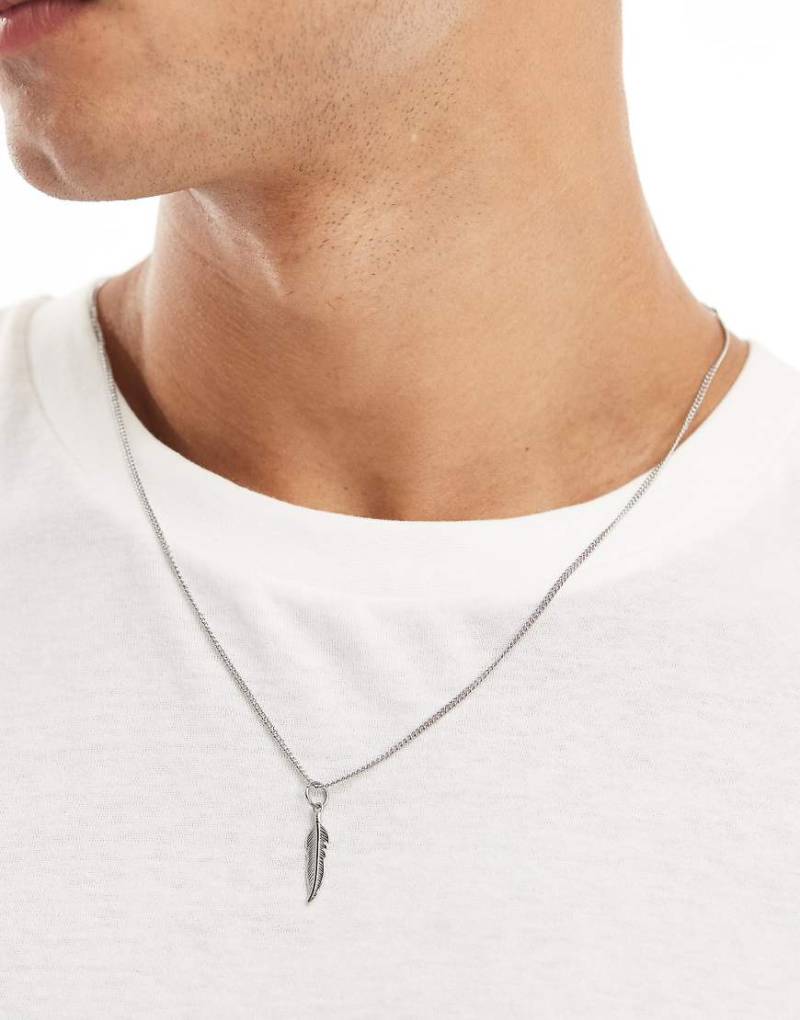 Lost Souls - Halskette aus Edelstahl in Silber mit Federanhänger von LOST SOULS
