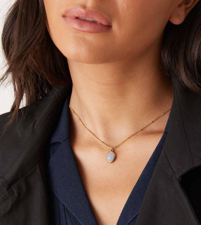 Lost Souls - Halskette aus Edelstahl mit 18-Karat-Vergoldung und Anhänger in Mondsteinoptik-Goldfarben von LOST SOULS