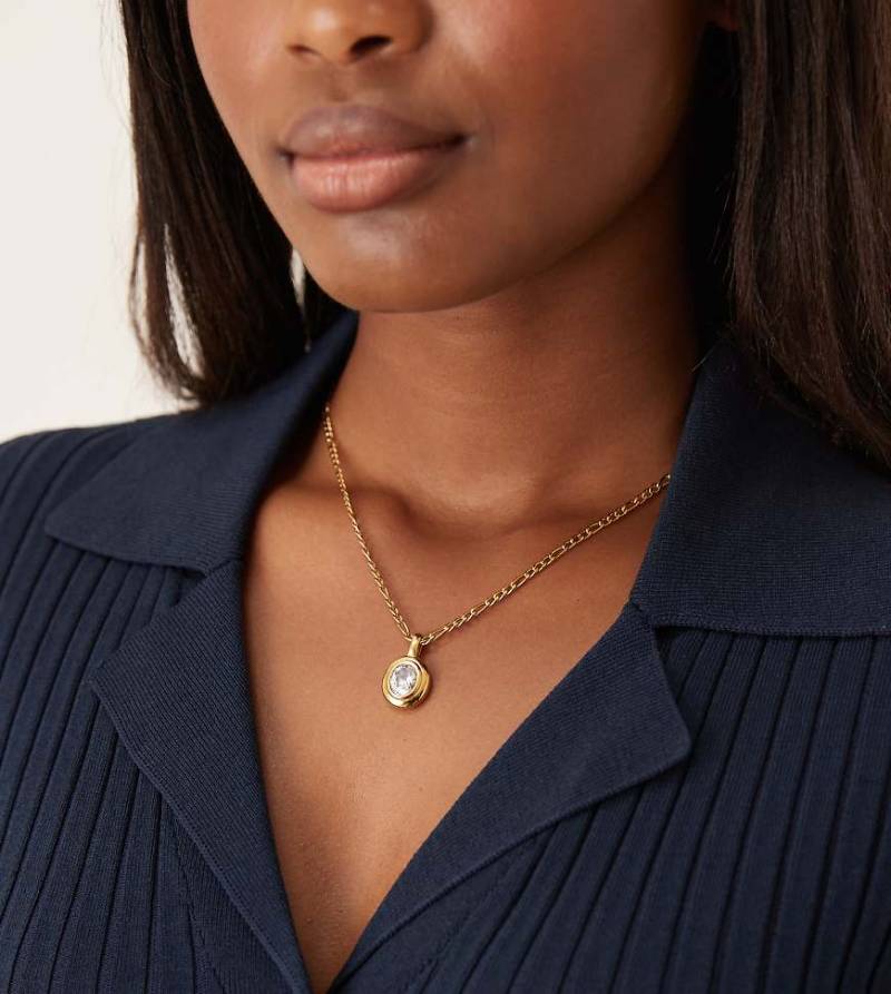 Lost Souls - Halskette aus Edelstahl mit 18-Karat-Vergoldung und Schmucksteinanhänger in geschmolzener Optik-Goldfarben von LOST SOULS