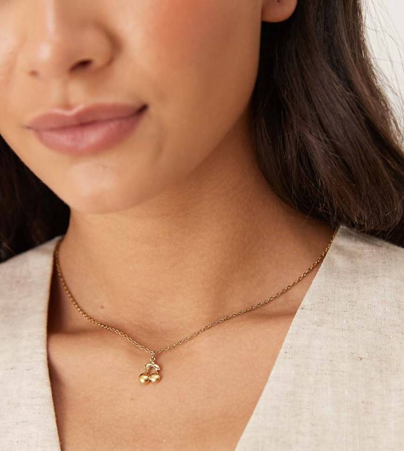 Lost Souls - Halskette aus Edelstahl mit 18-karätiger Vergoldung und Kirsch-Anhänger-Goldfarben von LOST SOULS