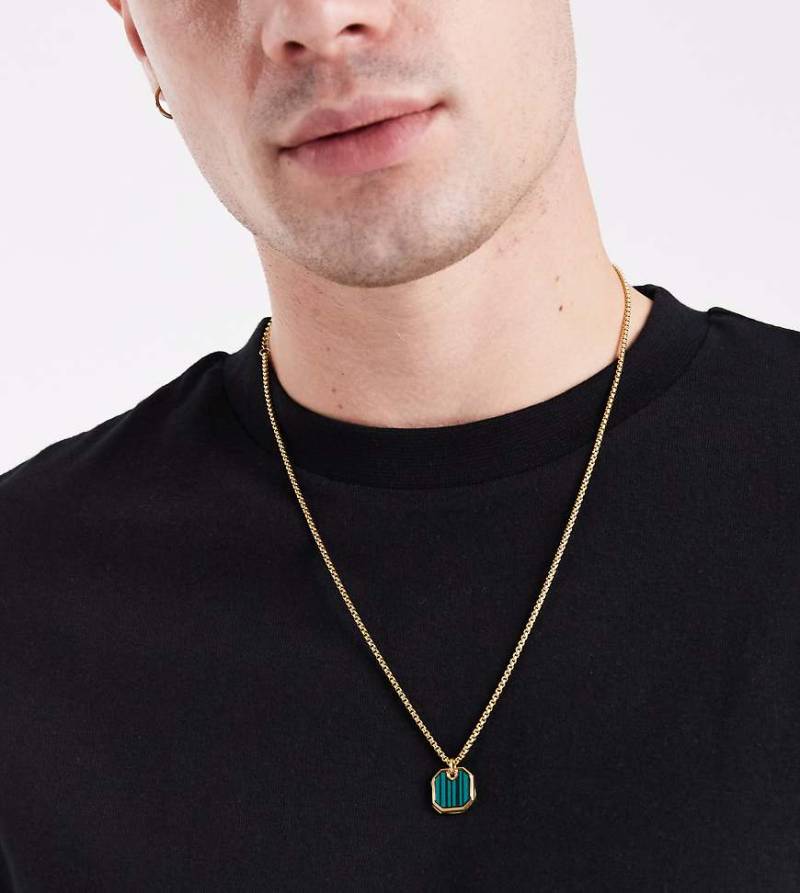 Lost Souls - Halskette mit 18-Karat-Vergoldung und Malachit-Anhänger-Goldfarben von LOST SOULS