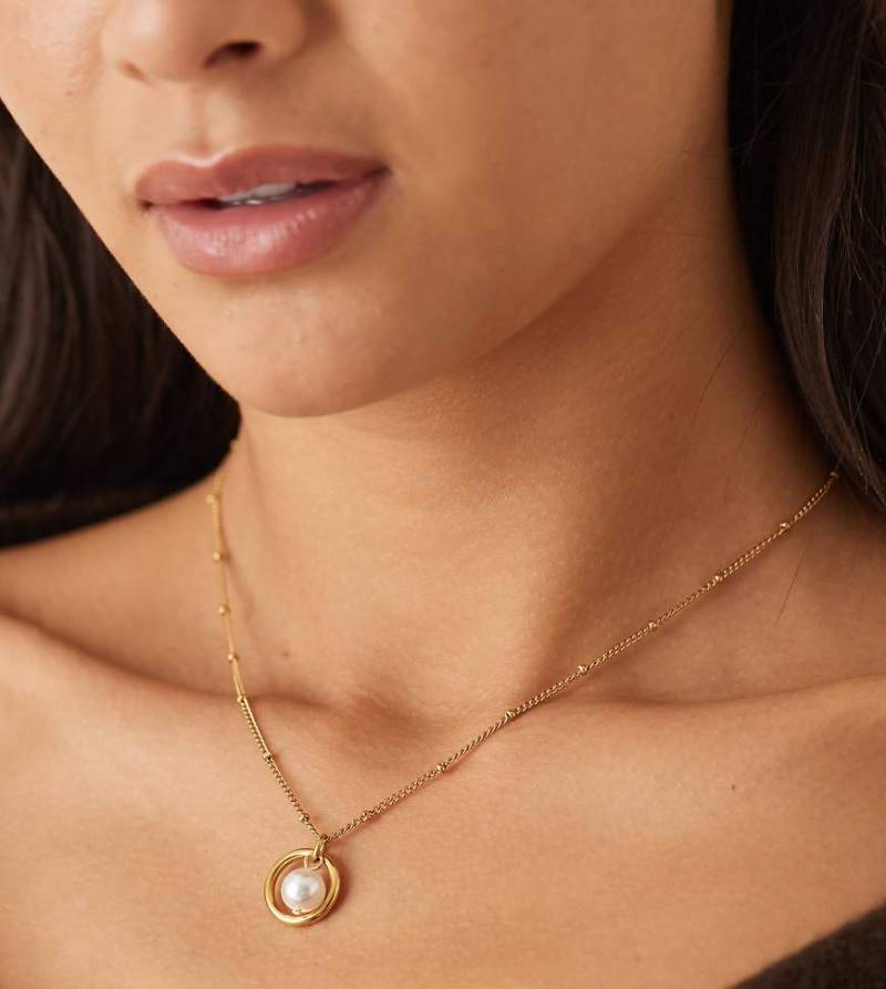 Lost Souls - Halskette mit 18-Karat-Vergoldung und Perlenanhänger-Goldfarben von LOST SOULS