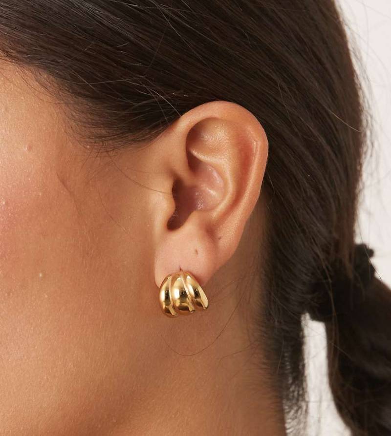 Lost Souls - Kleine Edelstahl-Creolen in Reihenoptik mit 18-Karat-Vergoldung-Goldfarben von LOST SOULS