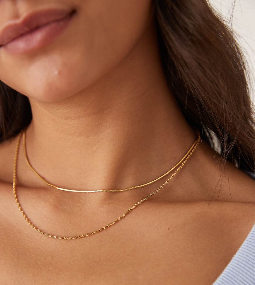 Lost Souls - Mehrreihige Twist-Kette und Schlangenkette mit 18-karätiger Vergoldung-Goldfarben von LOST SOULS