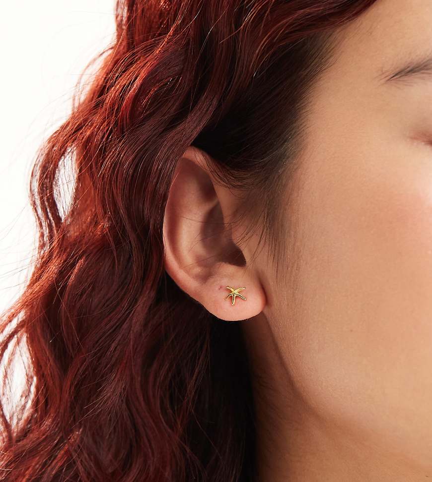 Lost Souls - Ohrstecker aus Edelstahl mit 18-Karat-Vergoldung und Seestern-Design-Goldfarben von LOST SOULS