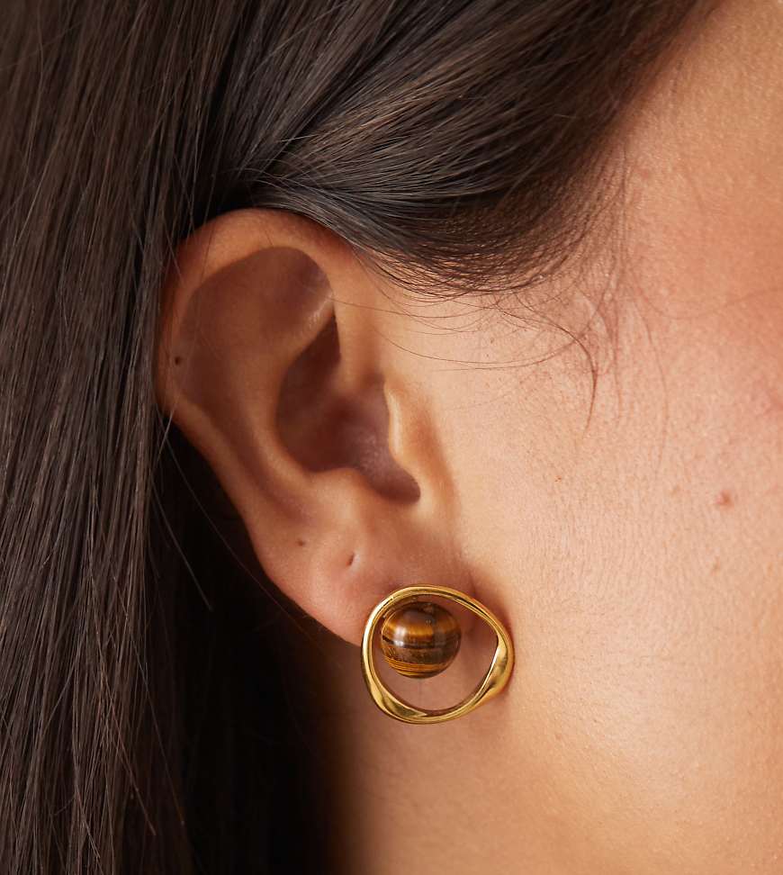 Lost Souls - Ohrstecker mit 18-Karat-Vergoldung und Tigeraugenstein-Goldfarben von LOST SOULS