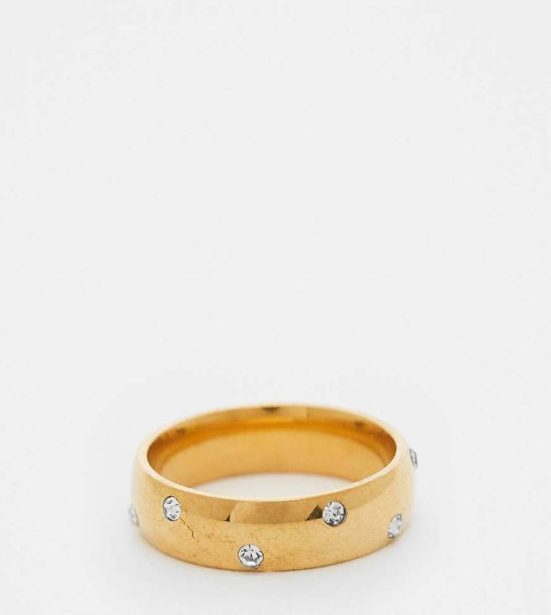 Lost Souls - Ring aus Edelstahl mit 18-Karat-Vergoldung und Strasspunkten-Goldfarben von LOST SOULS