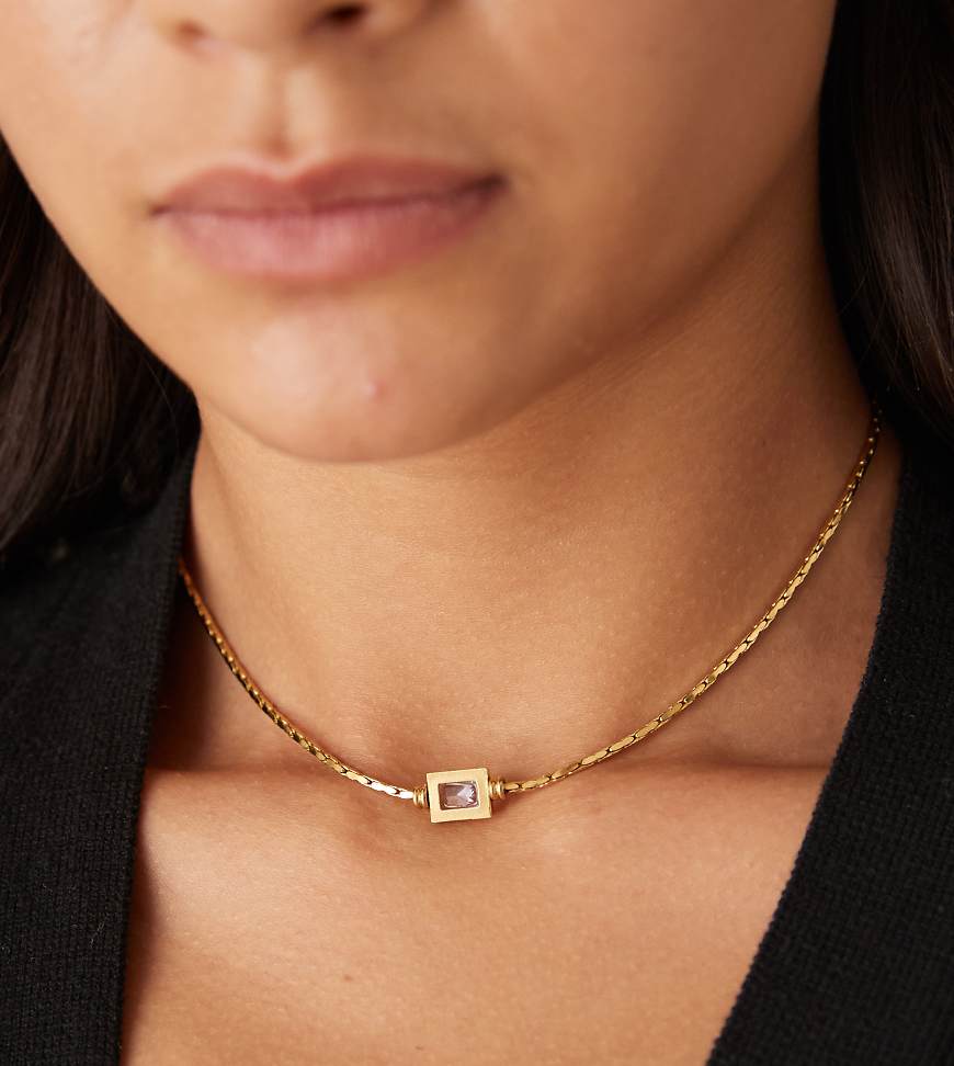 Lost Souls -Vintage-Halskette mit 18-Karat-Vergoldung und Kristalldetail-Goldfarben von LOST SOULS