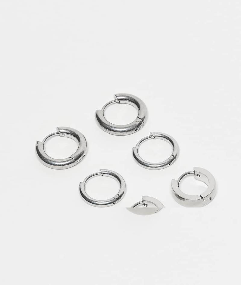 Lost souls - 3er-Pack kleine Creolen aus Edelstahl mit unterschiedlichen Breiten-Silber von LOST SOULS