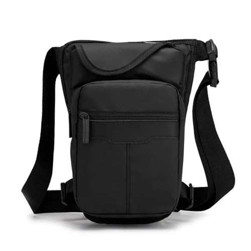 Motorrad-Sitztasche/Hecktasche Fanny Pack Motorrad Reiten Casual Schulter Body Oberschenkel Hüfte Gürtel Taille Taschen Nylon Männer Drop Bein Tasche Für Cafe Racer Motorrad-Gepäcktasche(Black) von LOSTIS
