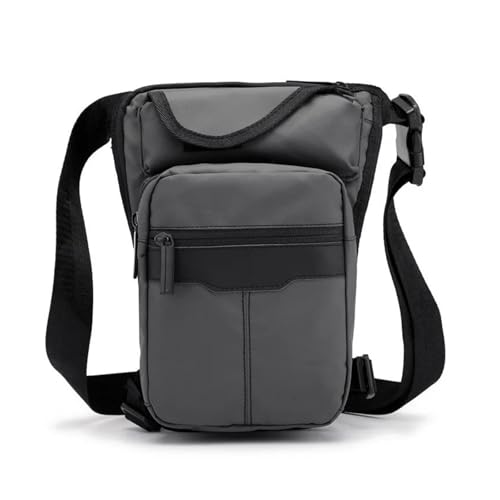 Motorrad-Sitztasche/Hecktasche Fanny Pack Motorrad Reiten Casual Schulter Body Oberschenkel Hüfte Gürtel Taille Taschen Nylon Männer Drop Bein Tasche Für Cafe Racer Motorrad-Gepäcktasche(Gray) von LOSTIS