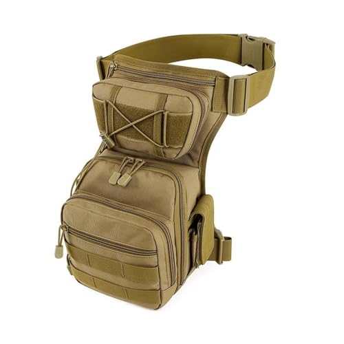 Motorrad-Sitztasche/Hecktasche Messenger Cross Fanny Oberschenkel Gürteltasche Männer Hip Drop Bein Taschen Taille Pack Motorrad Fahrer Reise Militär Männlich Nylon Motorrad-Gepäcktasche(Khaki) von LOSTIS