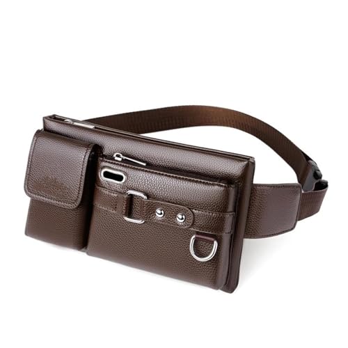 Motorrad-Sitztasche/Hecktasche Mode Motorrad Sac Taille Packs Männer Top PU Fanny Tasche Für Tasche Messenger Taschen Fanny Pack Männlichen Reise Taille Tasche Motorrad-Gepäcktasche(Brown) von LOSTIS