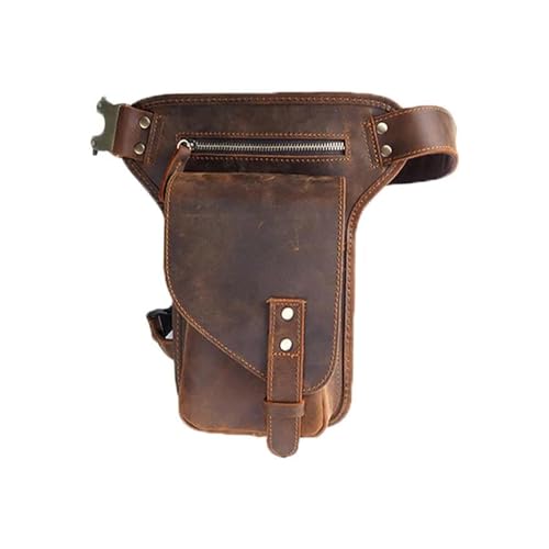 Motorrad-Sitztasche/Hecktasche Motorrad Schulter-Sling-Hüfttasche Herren Multifunktions Reiten Große Kapazität Fanny Gürtel Bein Tasche Leder Retro Motorrad-Gepäcktasche von LOSTIS