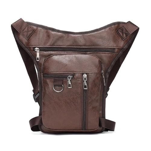 Motorrad-Sitztasche/Hecktasche Reise Tour Reiten Motorrad Fanny Pack Männer Frauen Freizeit Brust Tasche Leder Tasche Oberschenkel Hüfte Bum Gürtel Bein Taille Taschen Motorrad-Gepäcktasche(Dark brown von LOSTIS