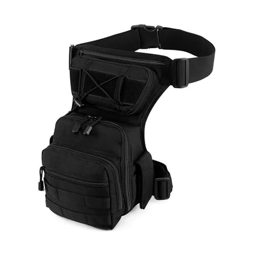 Motorrad-Sitztasche/Hecktasche Taille Pack Motorrad Militär Männlichen Messenger Kreuz Körper Bum Fanny Pack Oberschenkel Gürtel Tasche Männer Hüfte Drop Bein Taschen Motorrad-Gepäcktasche(Black) von LOSTIS