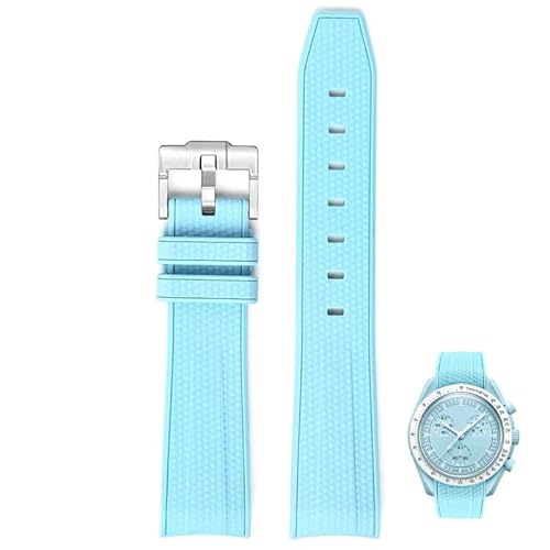 LOSUNLENU Bogenförmiges Armband aus geflochtenem Gummi für das gemeinsame Uhrenarmband der Omega Planet-Serie(Light blue) von LOSUNLENU