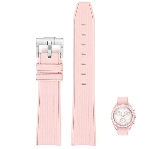 LOSUNLENU Bogenförmiges Armband aus geflochtenem Gummi für das gemeinsame Uhrenarmband der Omega Planet-Serie(Pinkw) von LOSUNLENU