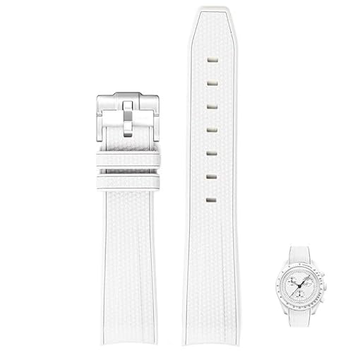 LOSUNLENU Bogenförmiges Armband aus geflochtenem Gummi für das gemeinsame Uhrenarmband der Omega Planet-Serie(White blue) von LOSUNLENU