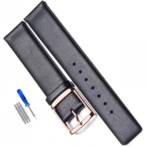 LOSUNLENU Echtes Leder Uhrenarmband für CK K2G211 K2G231 K2Y211 K2Y231 Armband Herren und Damen Armband(Blackr,22mm) von LOSUNLENU