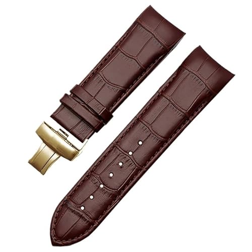 LOSUNLENU Echtes Lederarmband mit gebogenem Ende für Tissot-Uhrengürtel 1853 COUTURIER T035627A T035407A T035439 Herrenarmband(Brown-gold,23mm) von LOSUNLENU